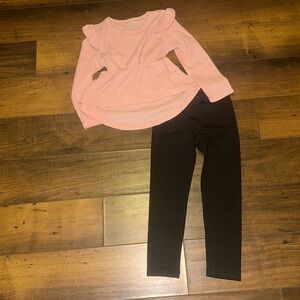 Pink Ruffle Top and Black Leggings Set   PM3